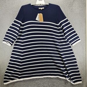 NWT Copper Key Women's XL Tunic Dress Knit‎ Navy Blue White Striped XL